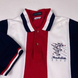 Vintage Y2K Thunderbirds Polo Shirt Men's Large Cotton Planes fighter Jets